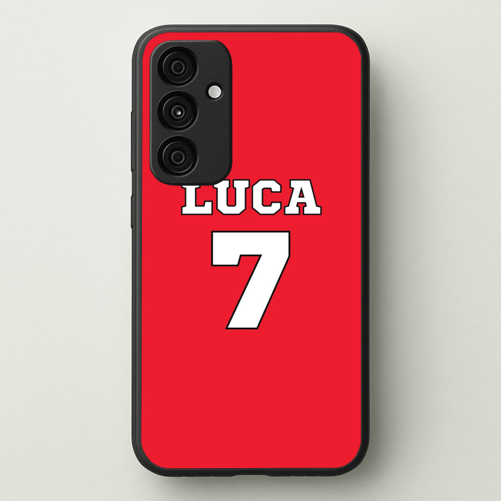 Red - Personalised Football Phone Case - Galaxy A35 / Standard