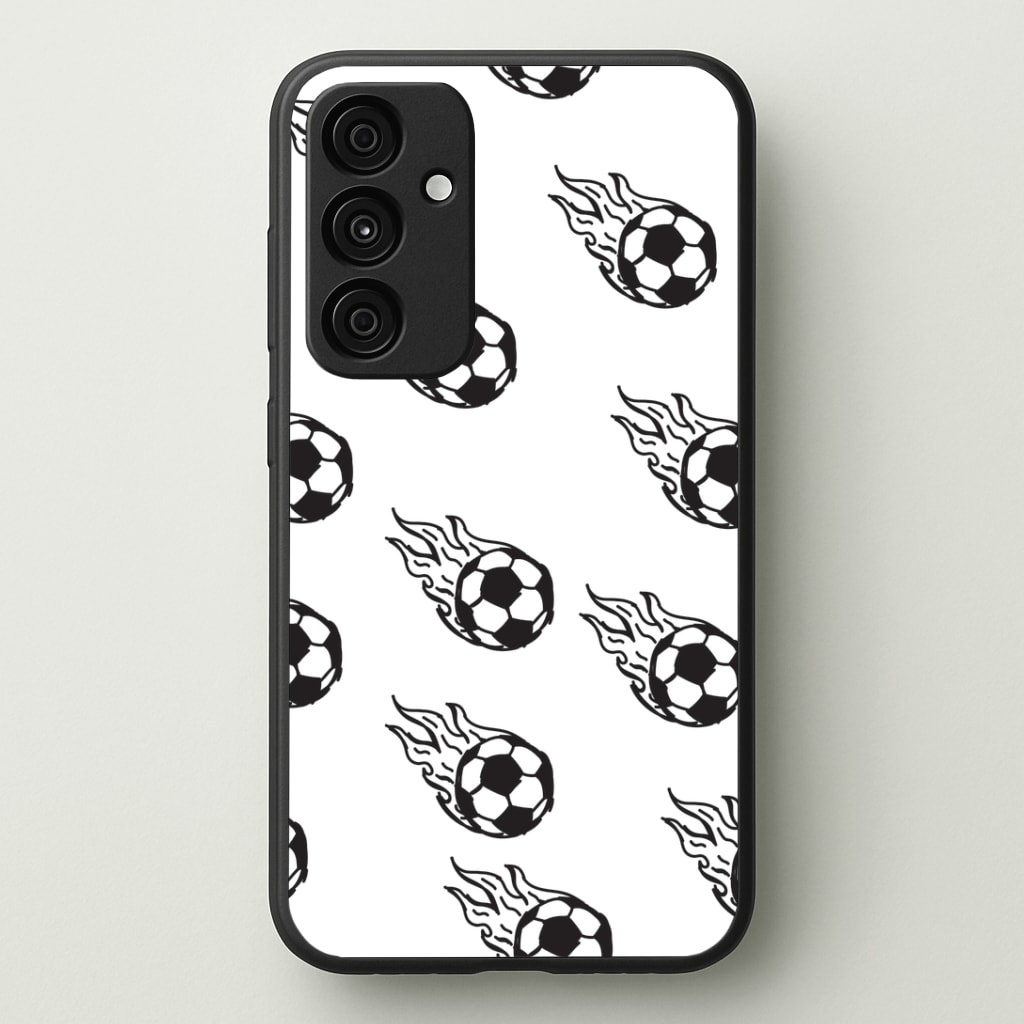 Flaming Football Pattern Phone Case - Galaxy A35 / Standard