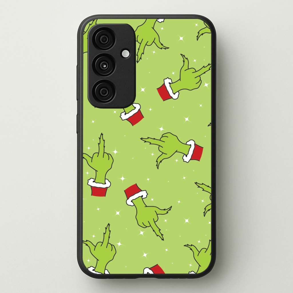 Green Middle Finger Christmas Pattern Phone Case - Galaxy A35 / Standard