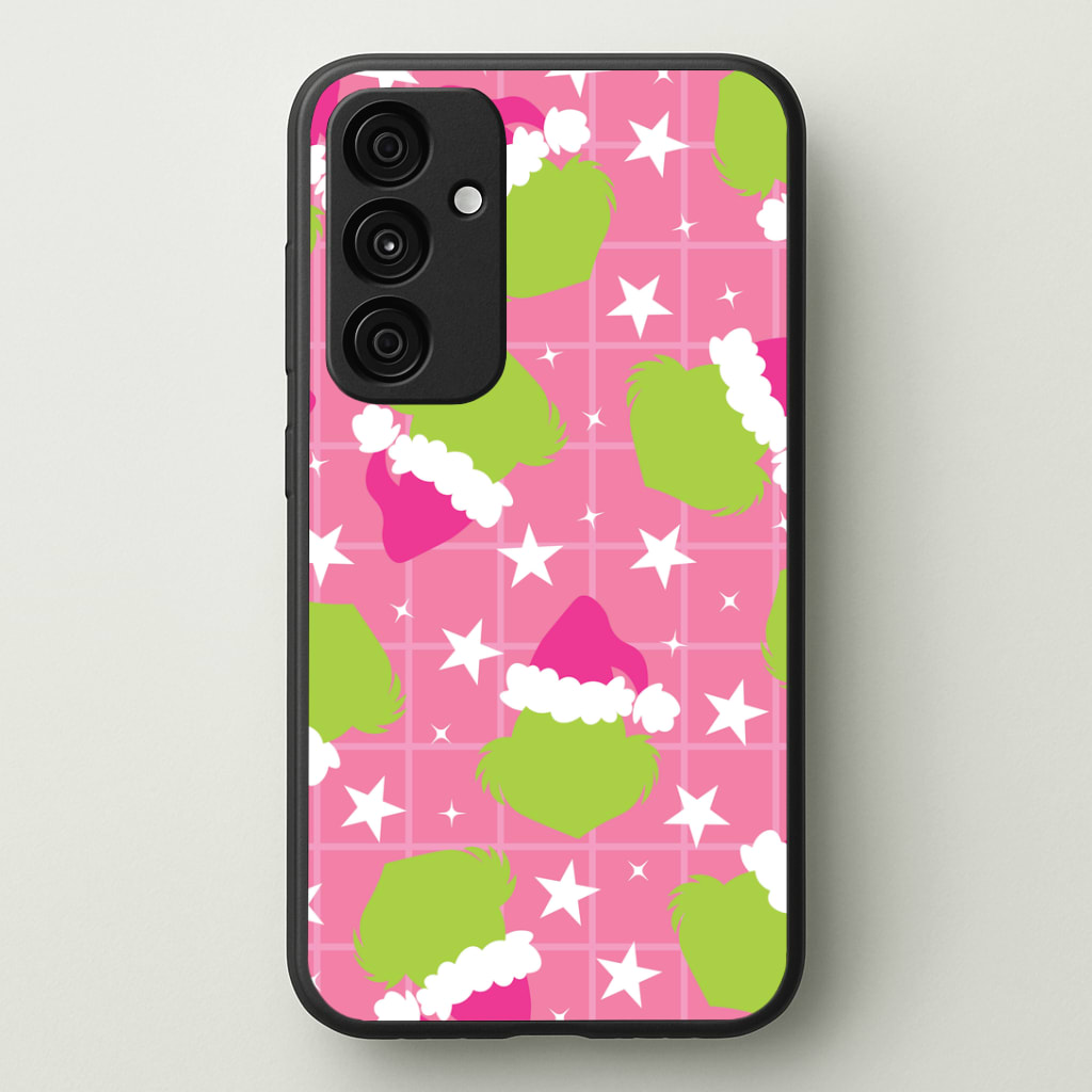 Pink Green Creature Xmas Pattern Phone Case - Galaxy A35 / Standard