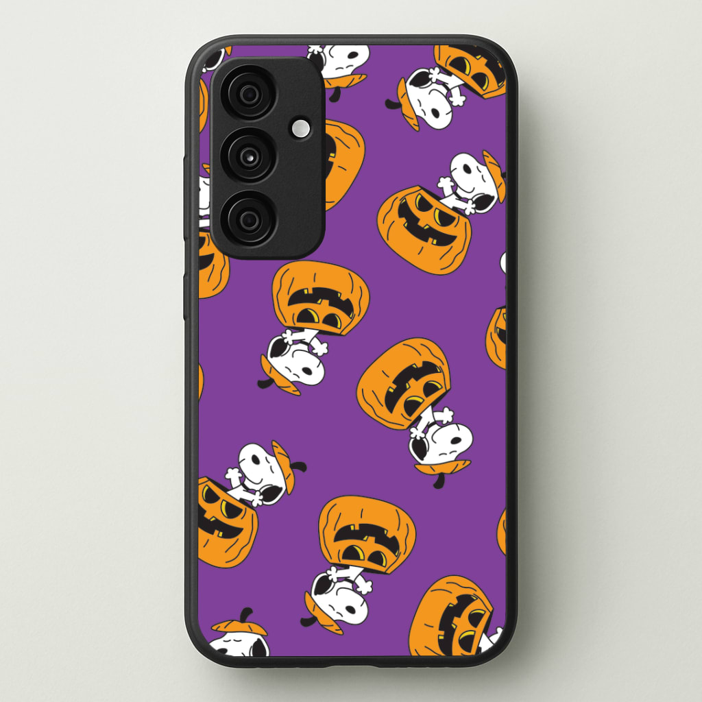 Cartoon Beagle Pumpkin Pattern Phone Case - Galaxy A35 / Standard