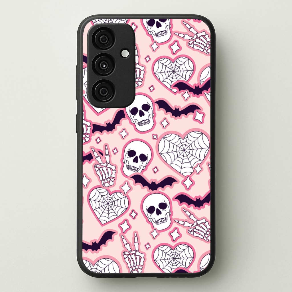 Cute Halloween Stickers Pattern Phone Case - Galaxy A35 / Standard