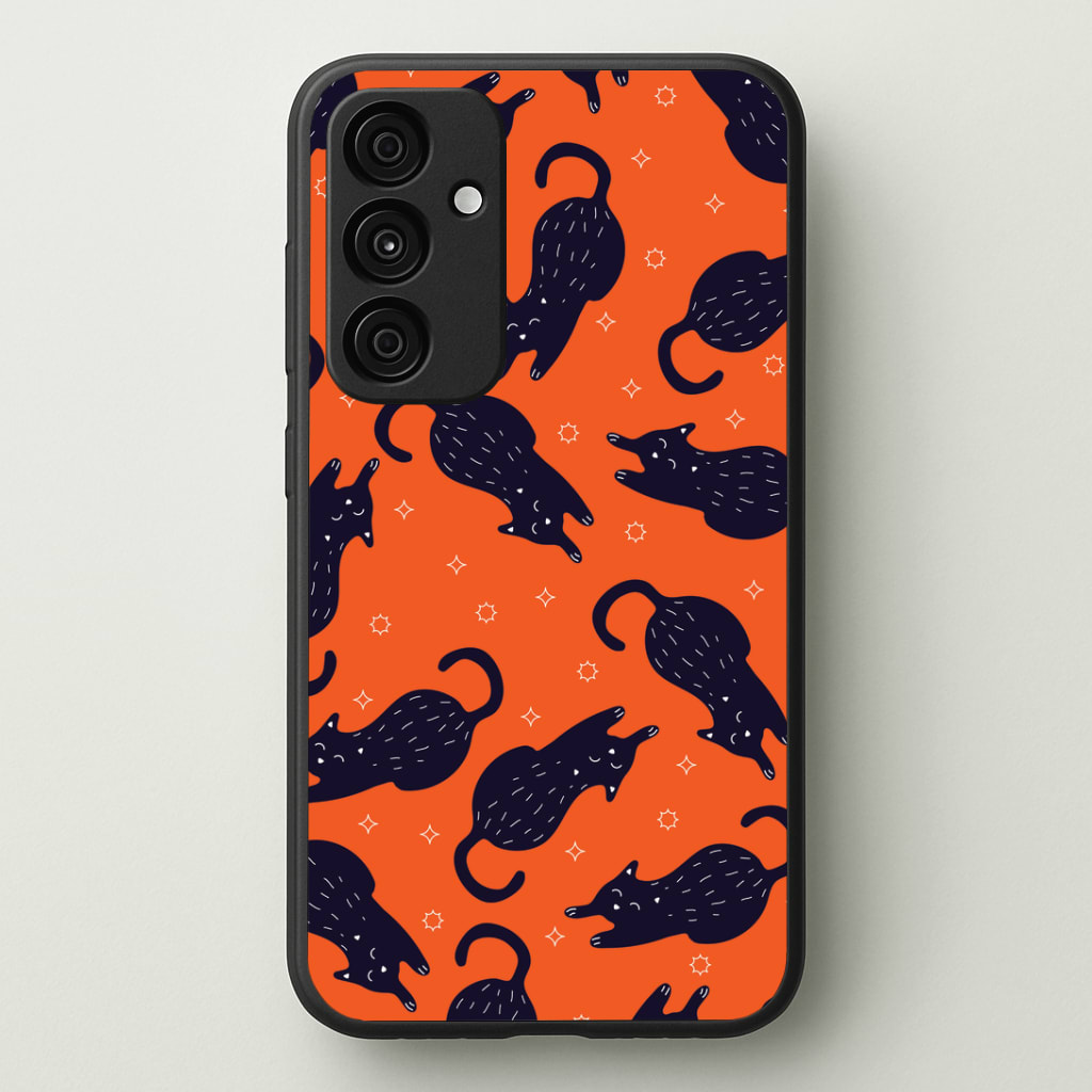 Black Cats And Stars Pattern Phone Case - Galaxy A35 / Standard