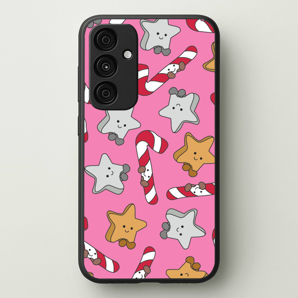 Pink Christmas Plushies Pattern Phone Case - Galaxy A35 / Standard
