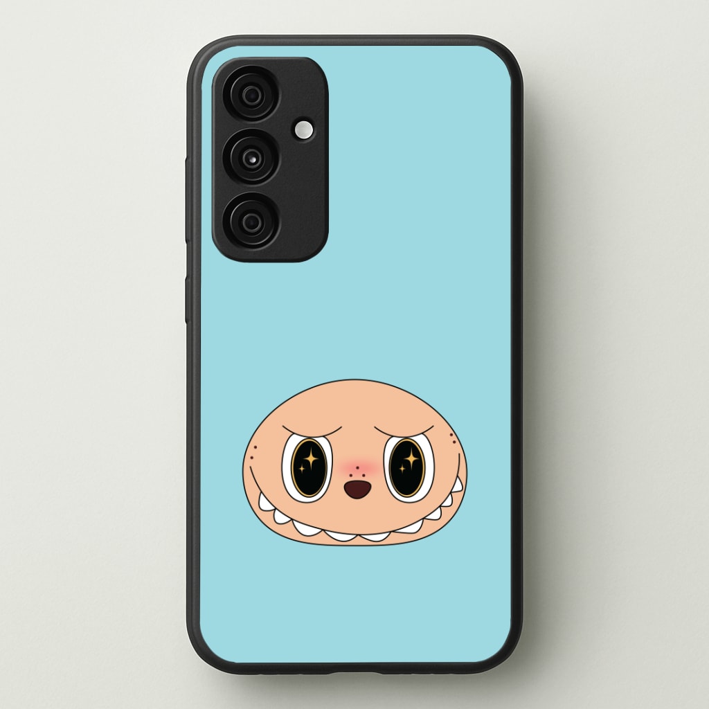 Cute Blue Monster Face Phone Case - Galaxy A35 / Standard