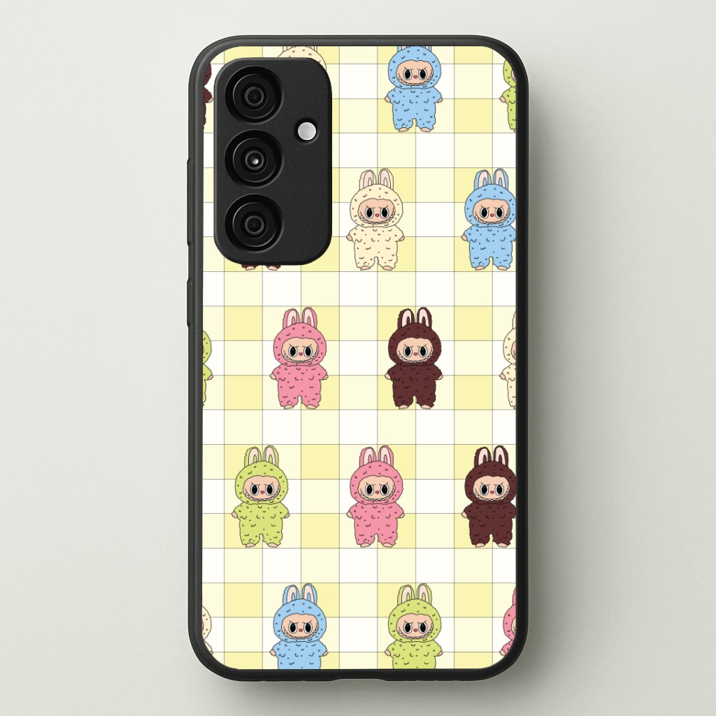 Cute Colourful Monsters Checkered Pattern Phone Case - Galaxy A35 / Standard