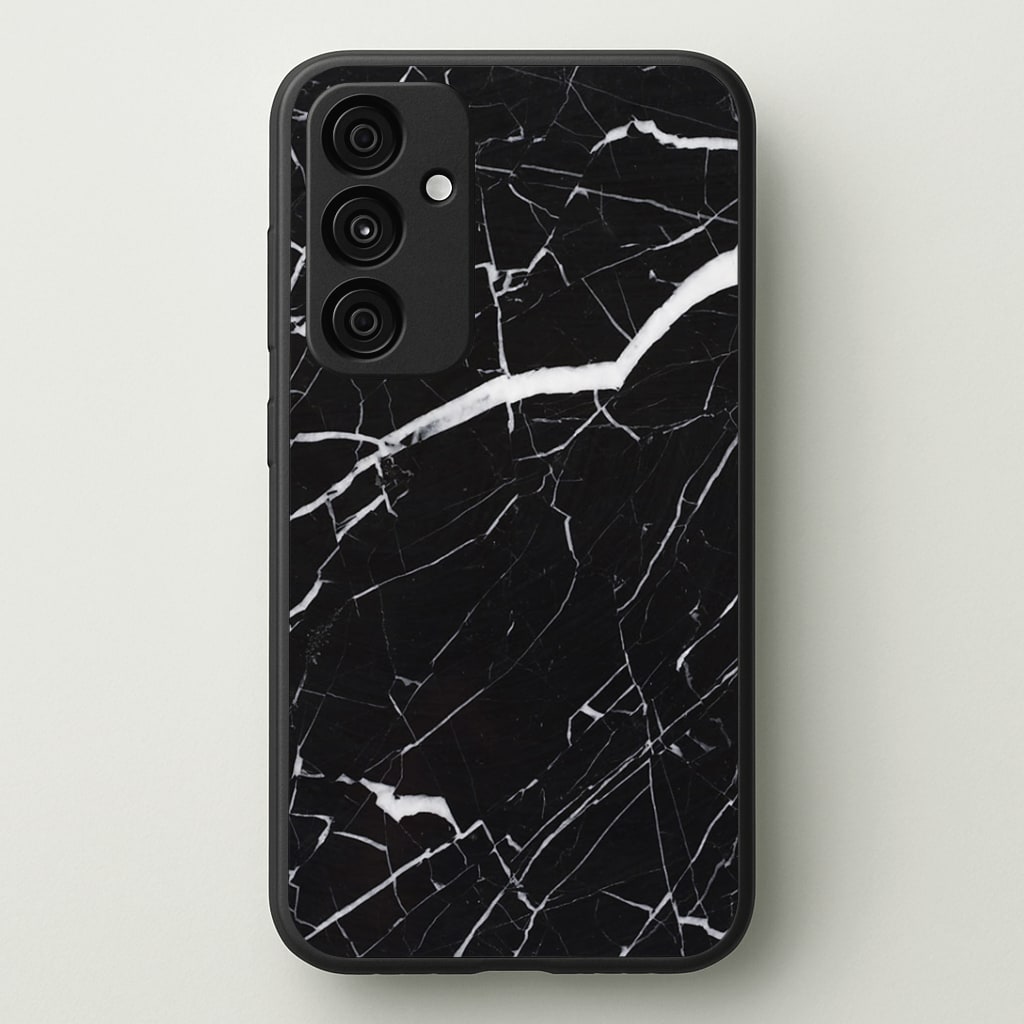 Black & White Marble Pattern Phone Case - Galaxy A35 / Standard