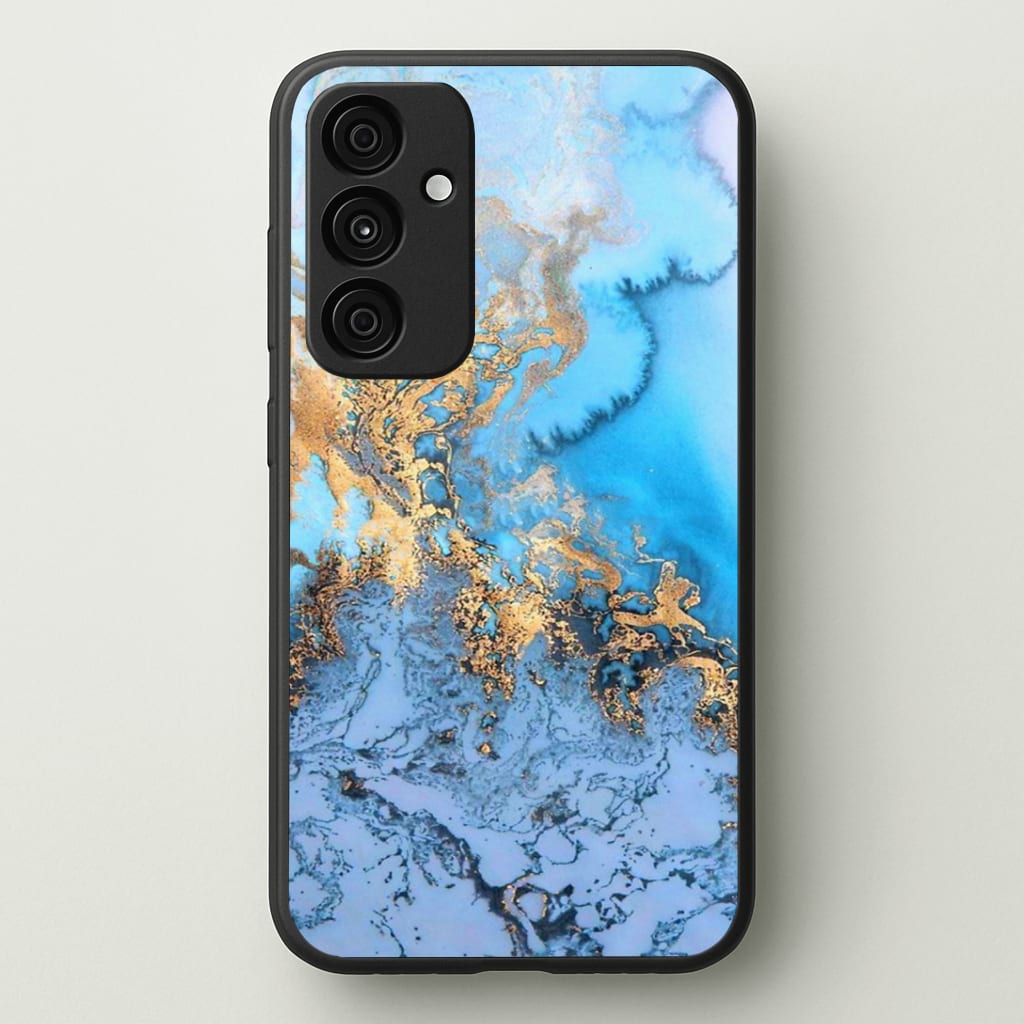 Sea Blue and Gold Marble Phone Case - Galaxy A35 / Standard