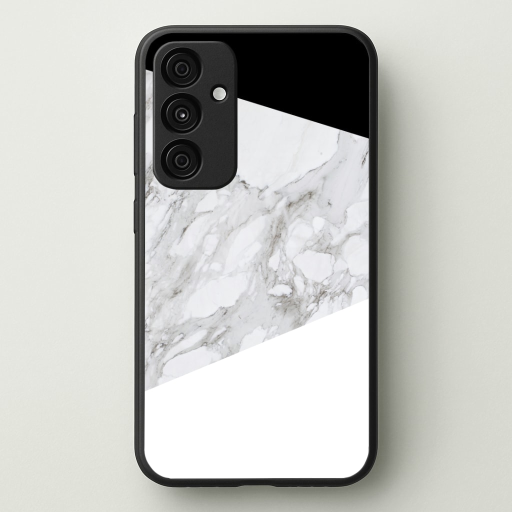 White, Black and Marble Pattern Phone Case - Galaxy A35 / Standard