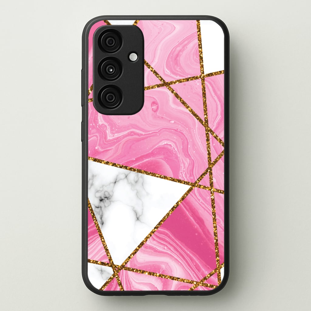 Pink Marble And Gold Collage Phone Case - Galaxy A35 / Standard