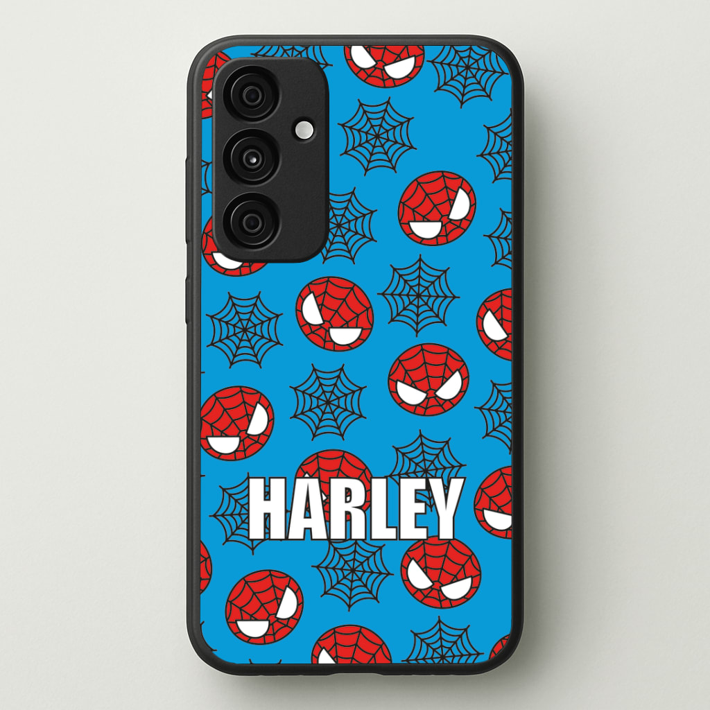 Spiderman And Webs - Personalised Superhero Comic Phone Case - Galaxy A35 / Standard