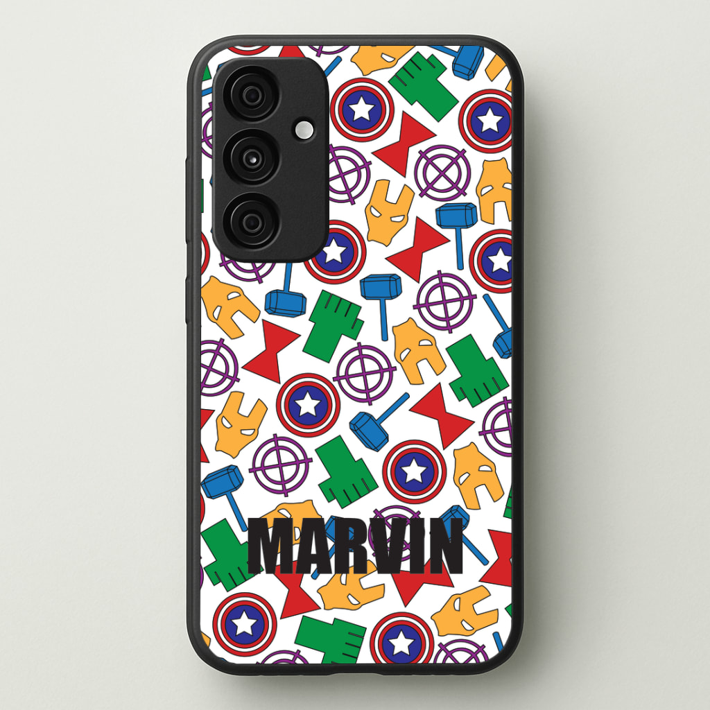 Icon Pattern - Personalised Superhero Comic Phone Case - Galaxy A35 / Standard