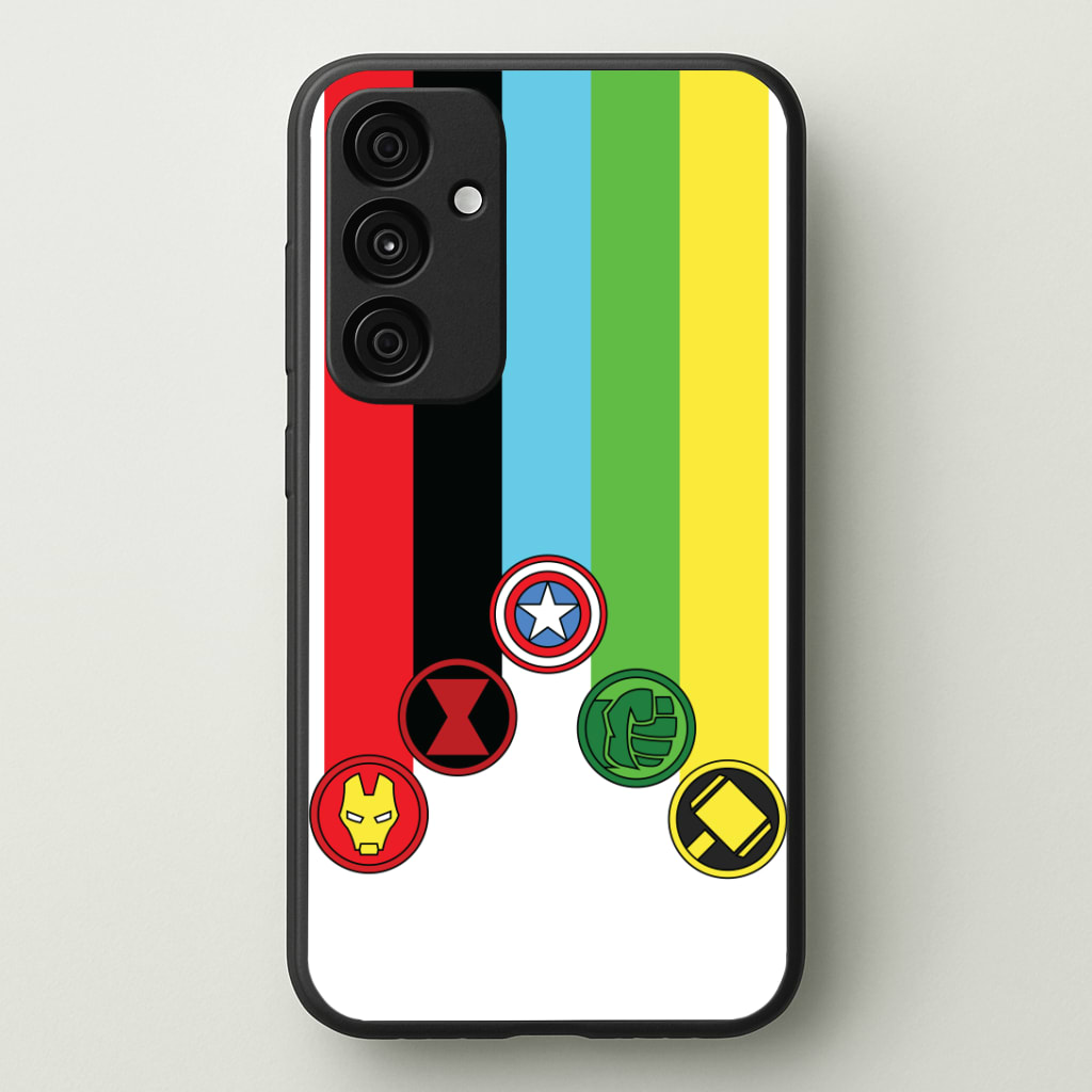 Superhero Team Colourful Symbols Phone Case - Galaxy A35 / Standard