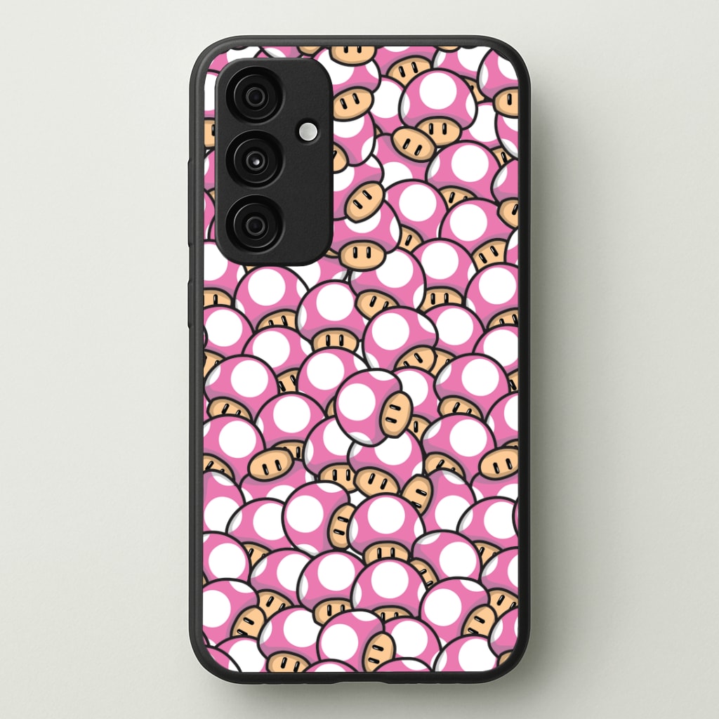 Mushroom Pattern - Pink Phone Case - Galaxy A35 / Standard