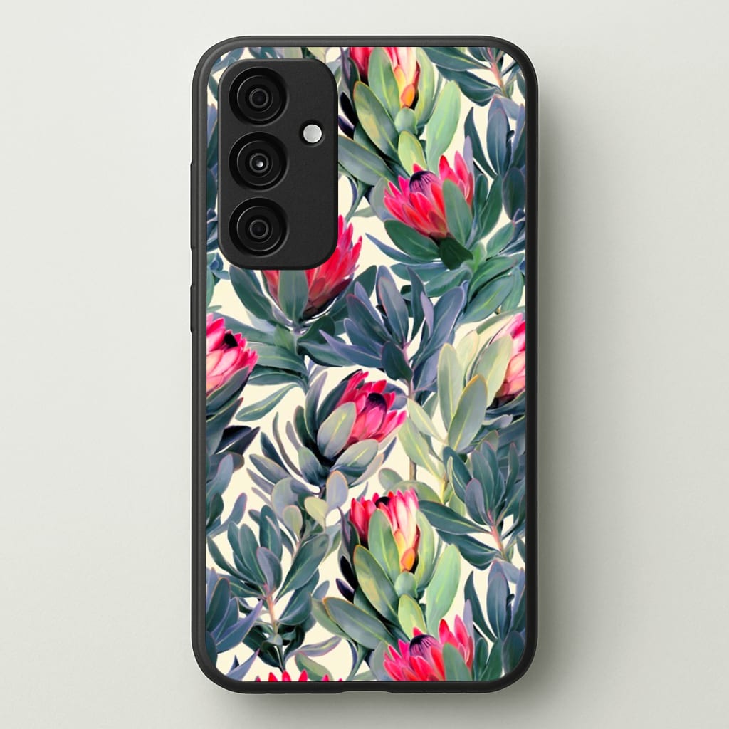 Painted Protea Pattern Phone Case - Galaxy A35 / Standard