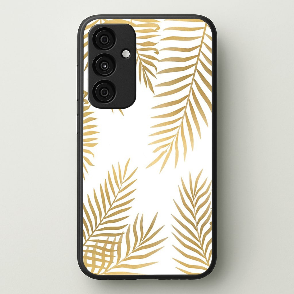 Gold Palm Leaf Pattern Phone Case - Galaxy A35 / Standard
