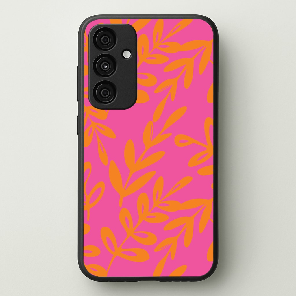 Pink & Orange Leaves - Foliage Phone Case - Galaxy A35 / Standard