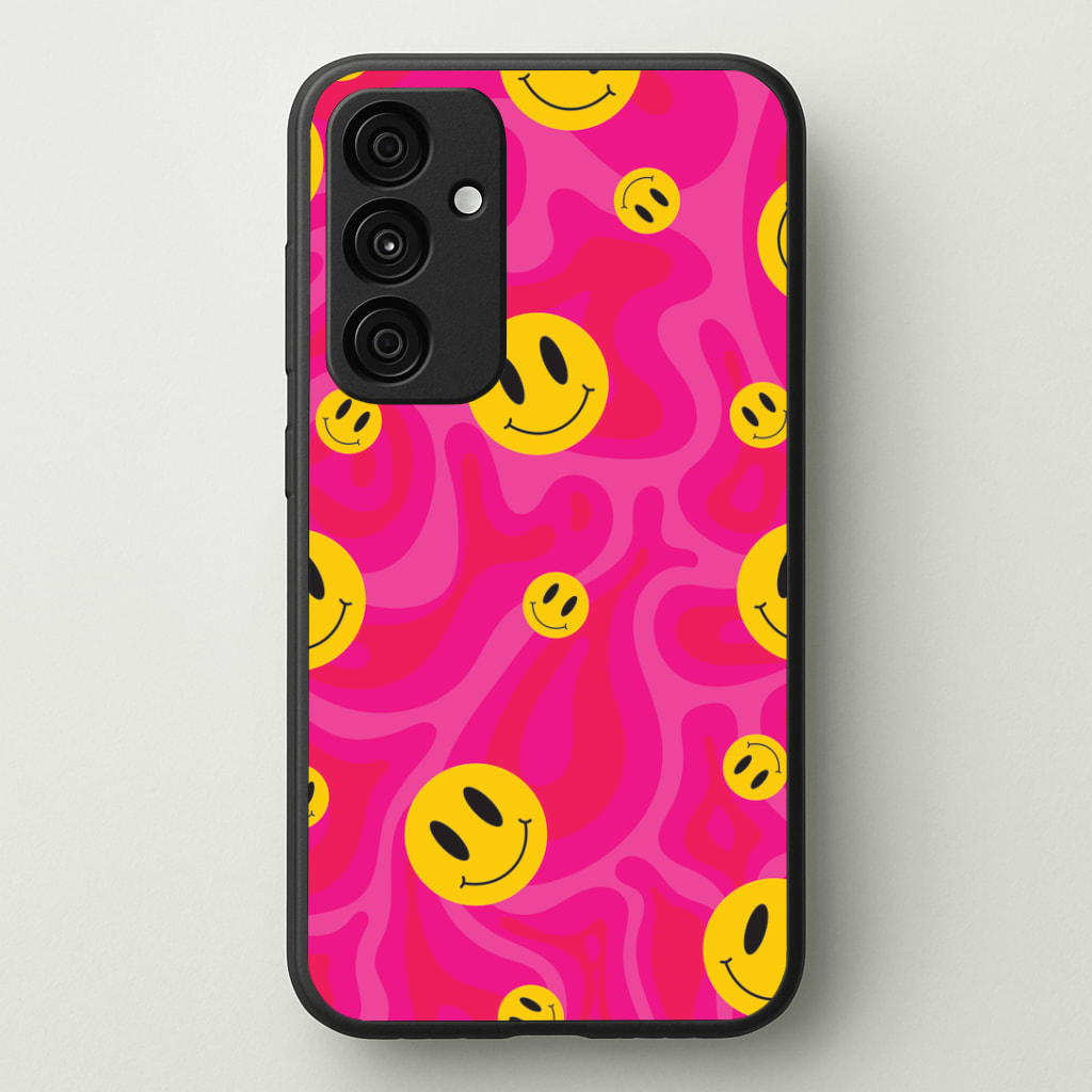 Pink Wavey Smileys Pattern Phone Case - Galaxy A35 / Standard