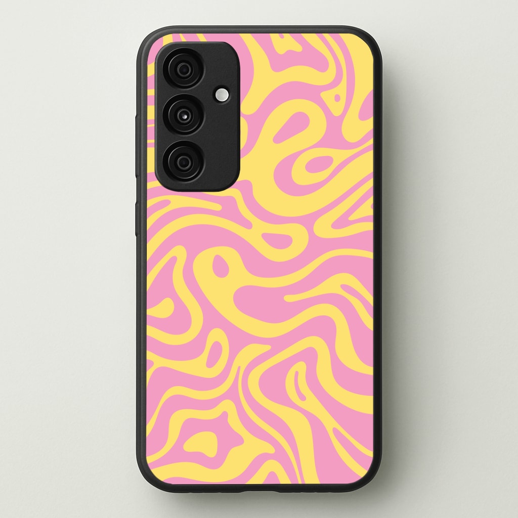 Yellow And Pink Waves Pattern Phone Case - Galaxy A35 / Standard