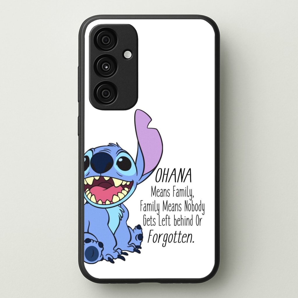 Ohana Means Family - Blue Alien Phone Case - Galaxy A35 / Standard