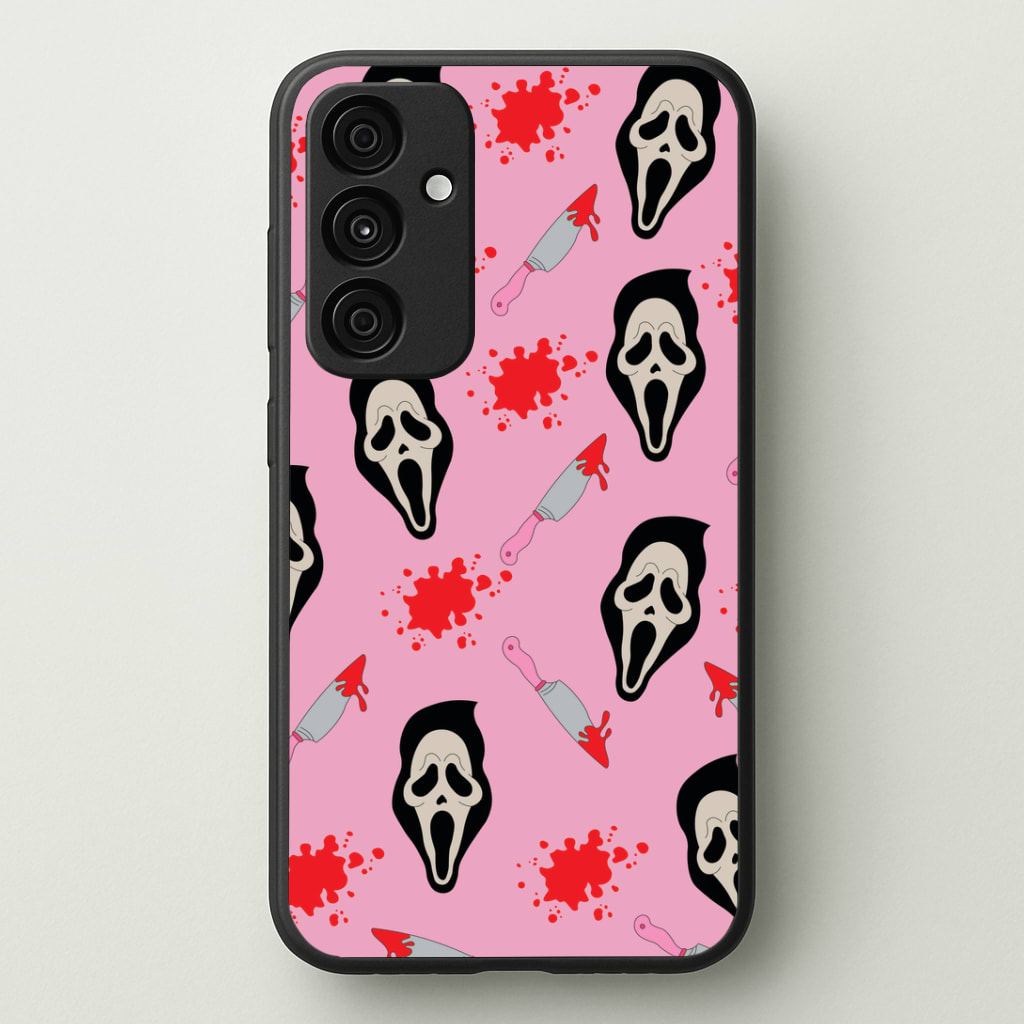 Pink Ghostface Pattern - Scream Phone Case - Galaxy A35 / Standard