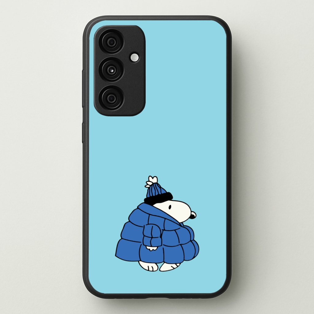 Cartoon Beagle Puffer Jacket Blue Phone Case - Galaxy A35 / Standard