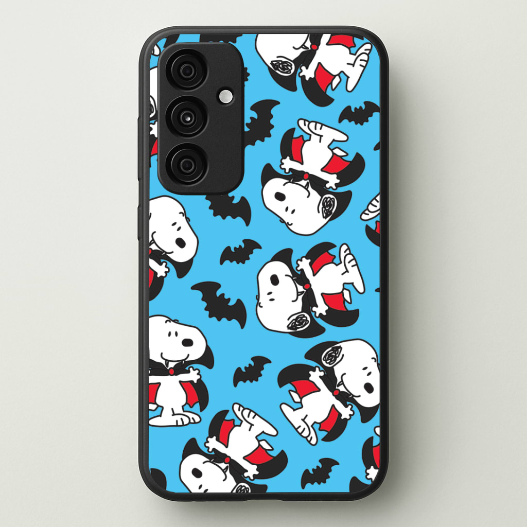Cartoon Beagle Vampire And Bats Pattern Phone Case - Galaxy A35 / Standard