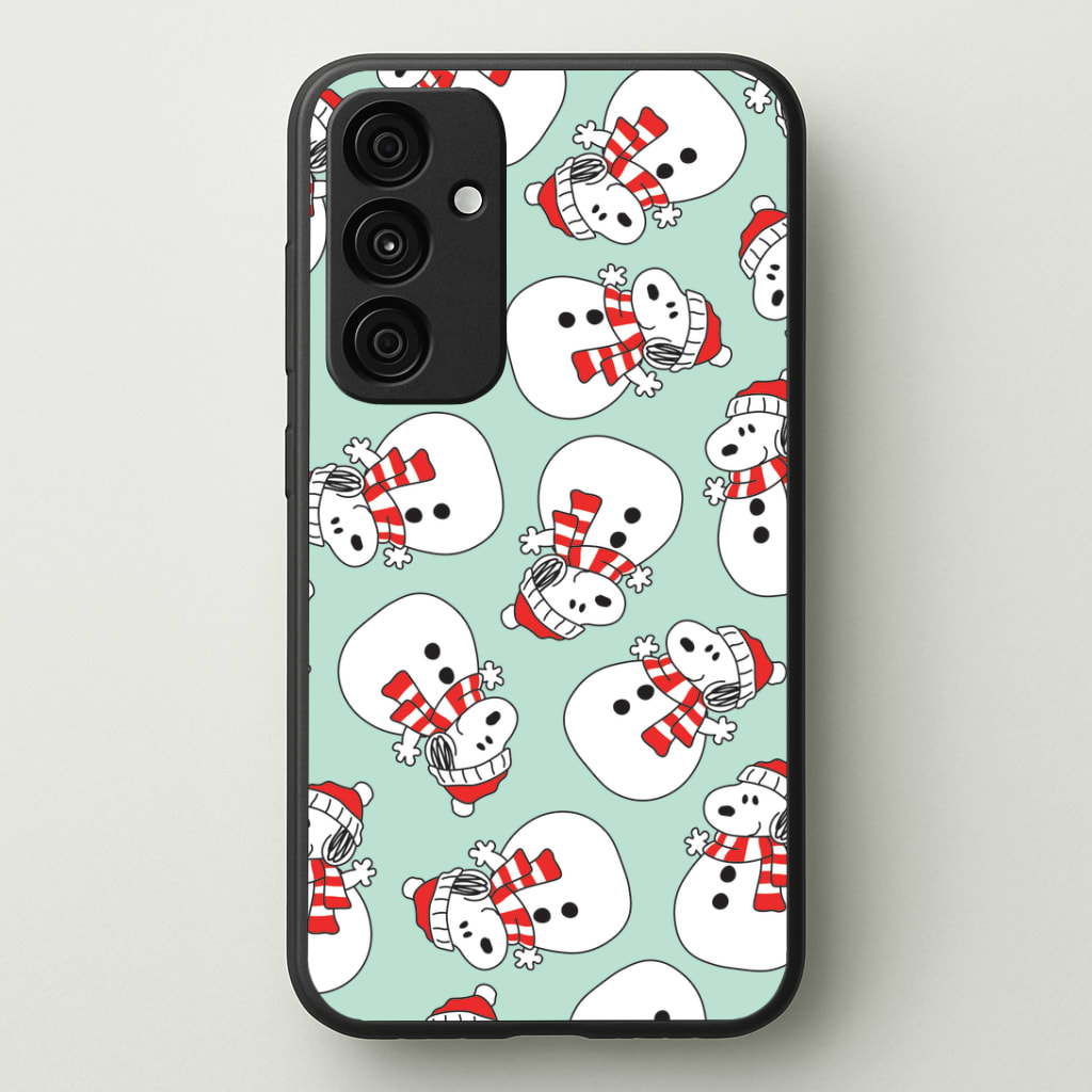 Cartoon Beagle Snowman Pattern Phone Case - Galaxy A35 / Standard