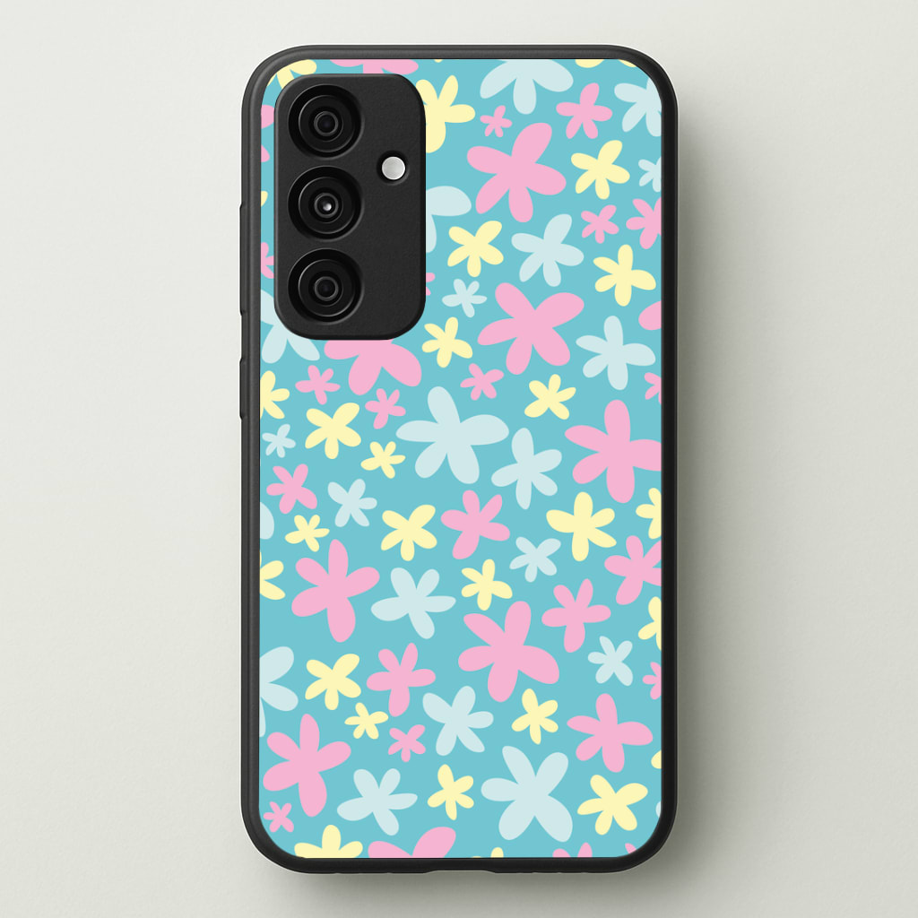 Blue, Pink And Yellow Flowers - Spring Patterns Phone Case - Galaxy A35 / Standard