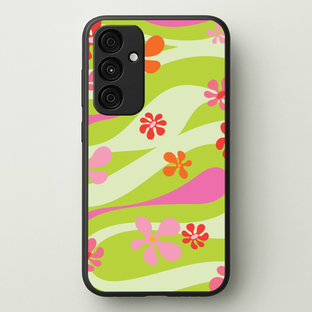 Retro Flowers Pattern Phone Case - Galaxy A35 / Standard