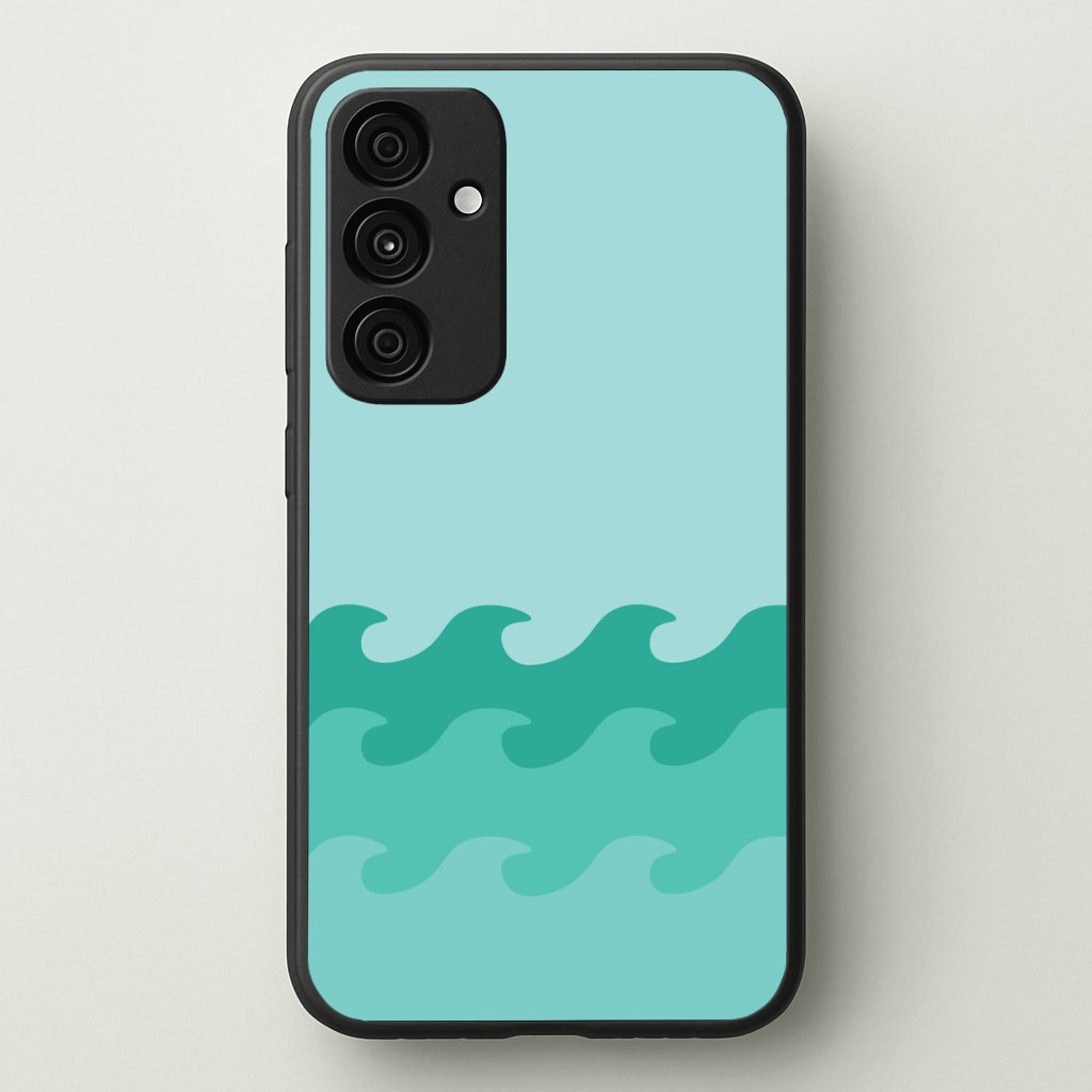 Cyan Beach Waves Pattern Phone Case - Galaxy A35 / Standard