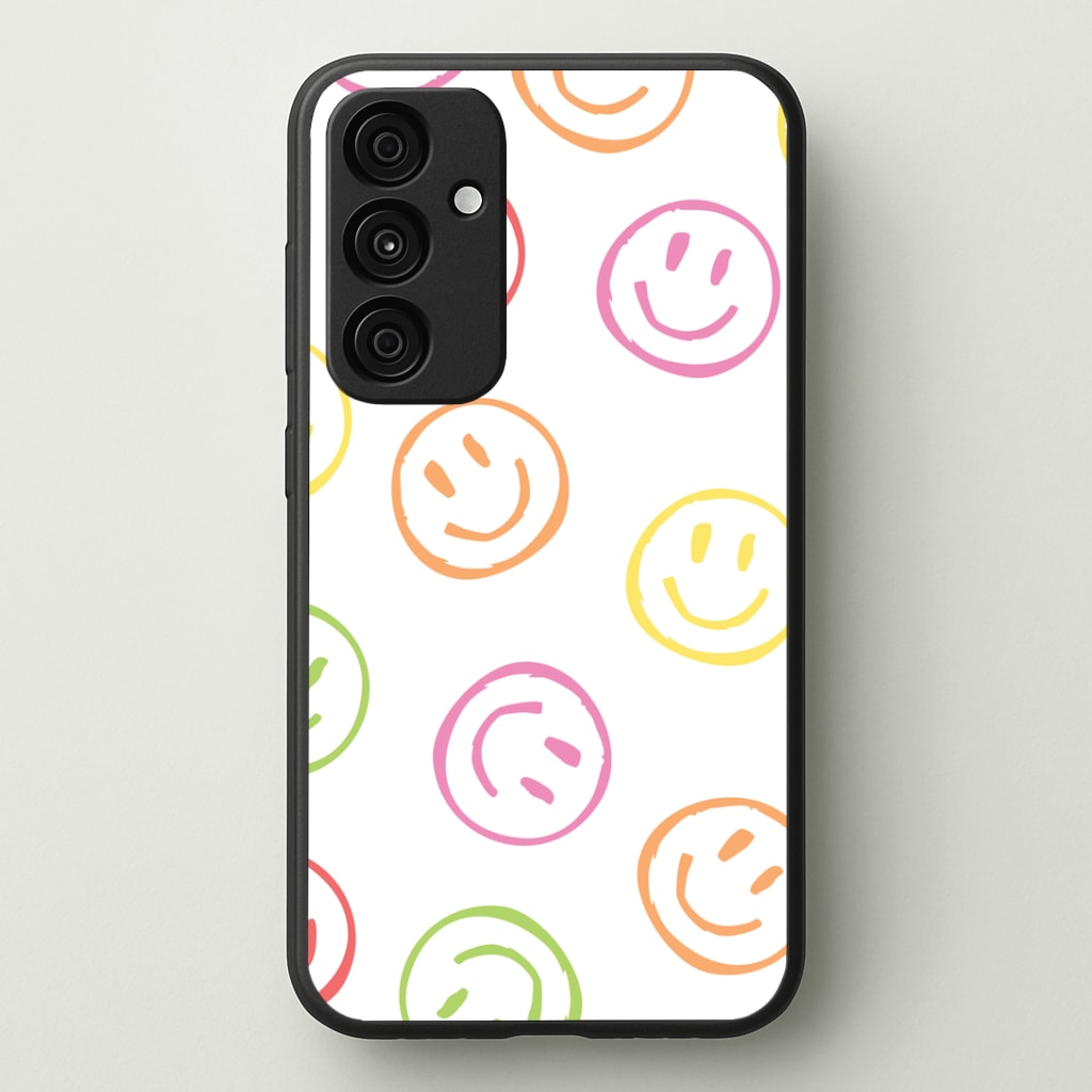 Colourful Sketched Smileys Pattern Phone Case - Galaxy A35 / Standard