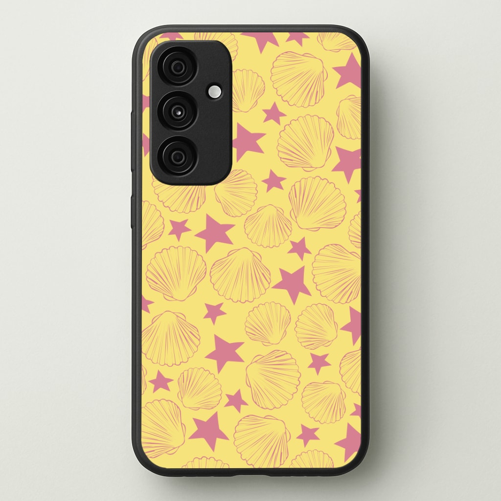 Seashells And Stars Yellow Pattern Phone Case - Galaxy A35 / Standard