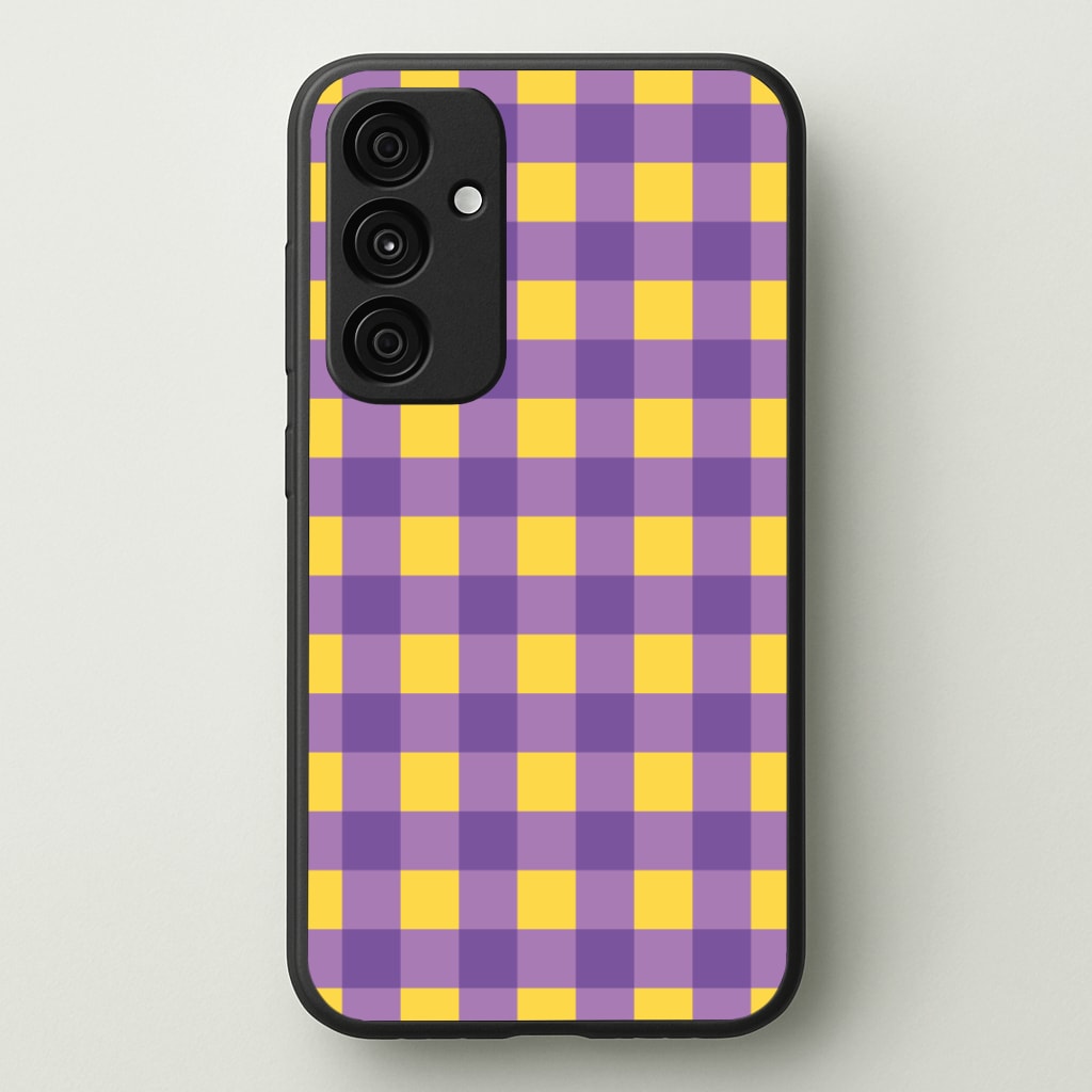 Purple And Yellow Checkered Pattern Phone Case - Galaxy A35 / Standard