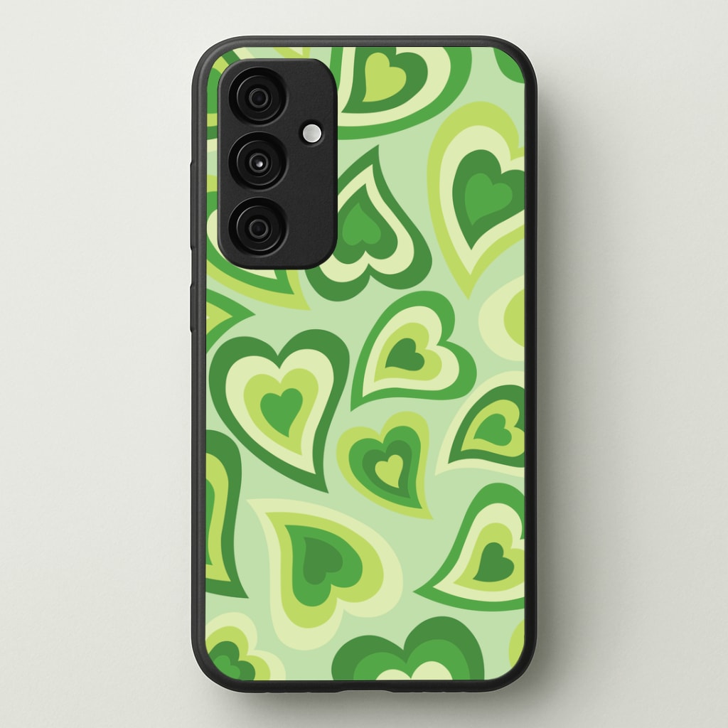 Green Hearts - Trippy Patterns Phone Case - Galaxy A35 / Standard