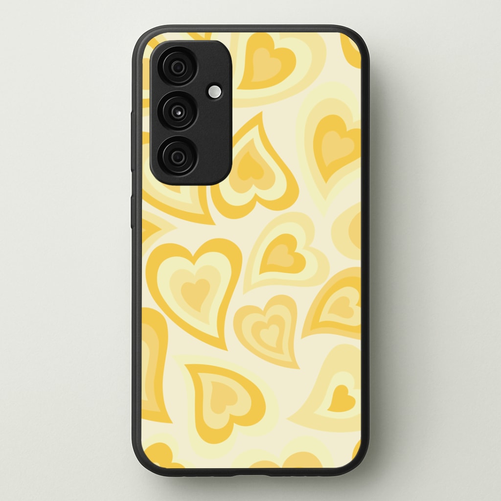 Yellow Hearts - Trippy Patterns Phone Case - Galaxy A35 / Standard