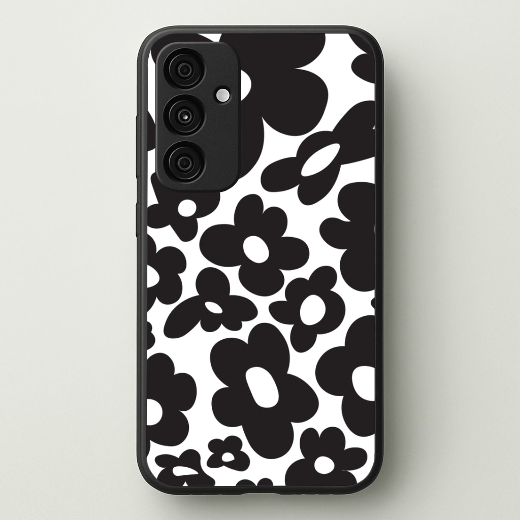 Black Flowers - Trippy Patterns Phone Case - Galaxy A35 / Standard