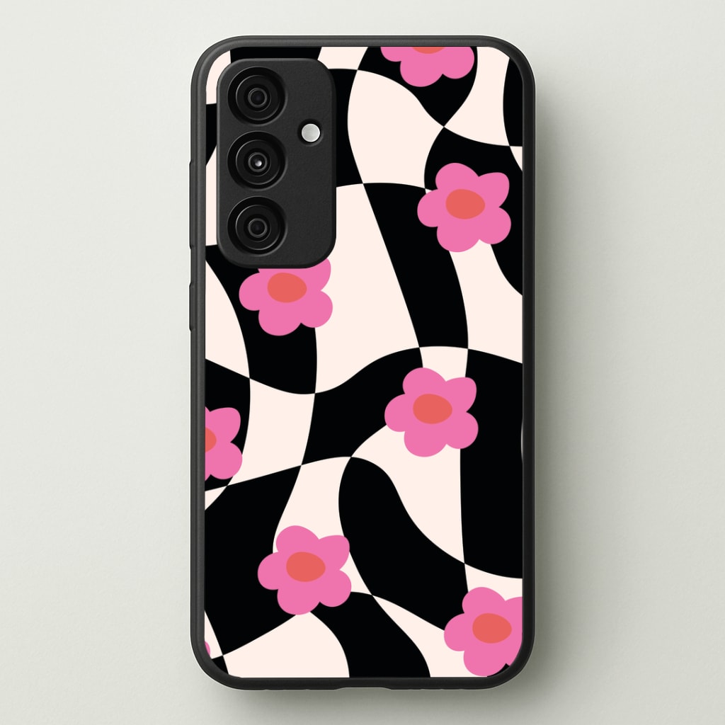 Checkboard Flowers - Trippy Patterns Phone Case - Galaxy A35 / Standard