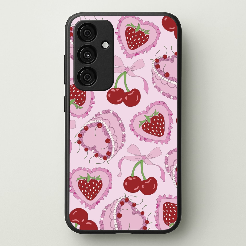 Cherries, Strawberries And Cake - Valentine's Day Phone Case - Galaxy A35 / Standard
