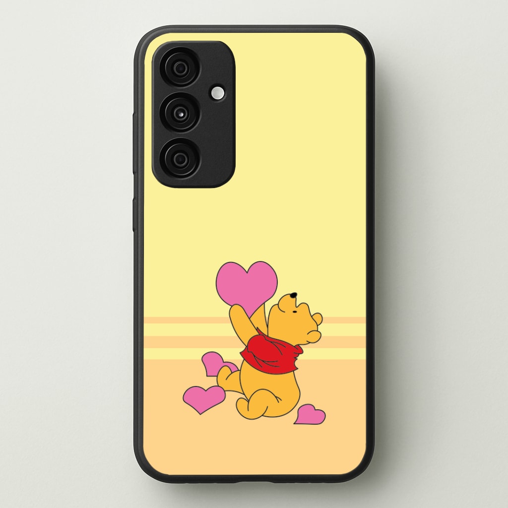 Pooh Love Heart Balloons Valentine's Phone Case - Galaxy A35 / Standard