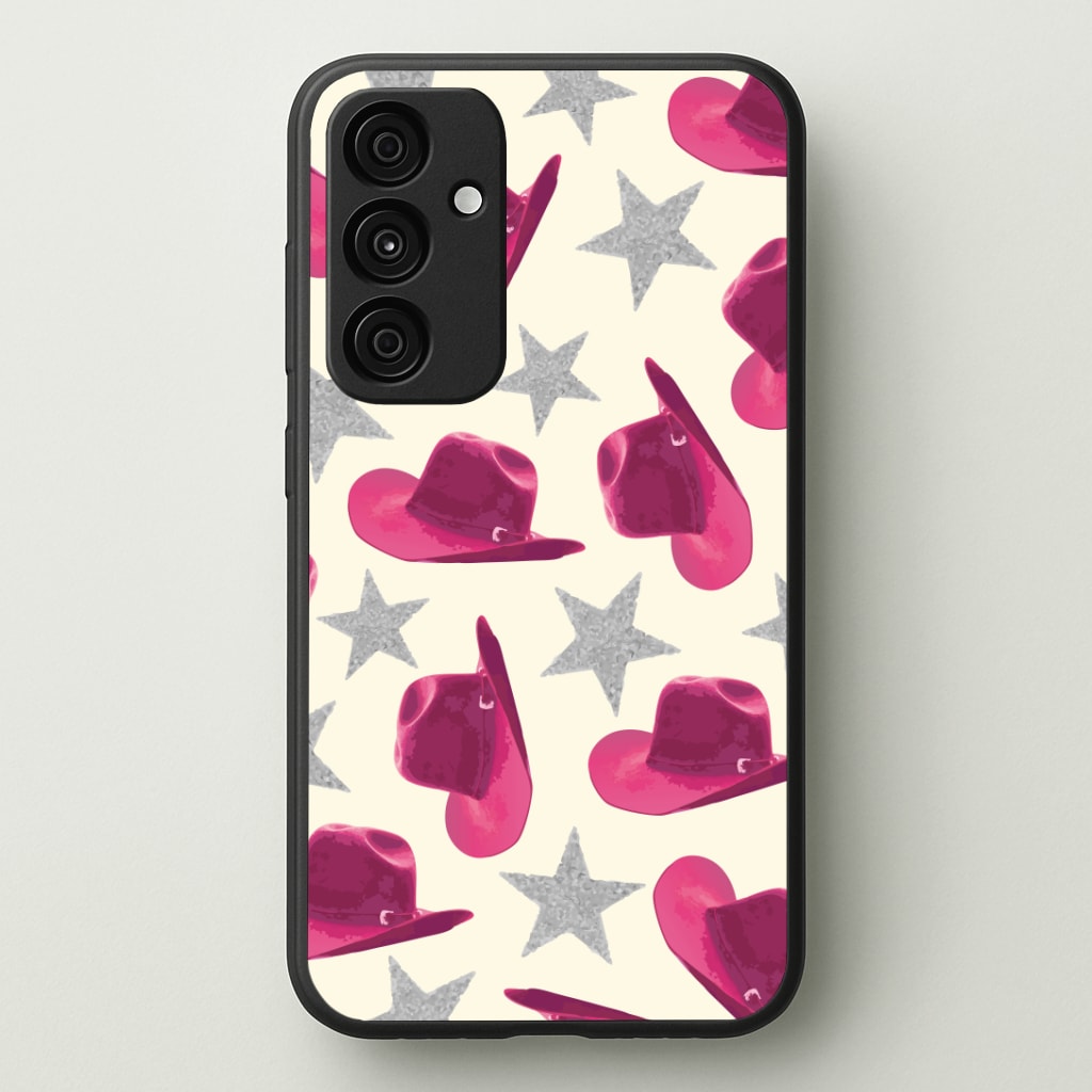 Pink Cowboy Hats And Stars Pattern Phone Case - Galaxy A35 / Standard