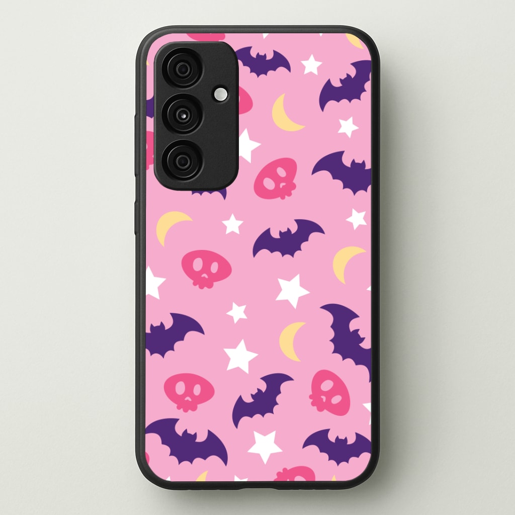 Skull, Bats And Stars Pattern Phone Case - Galaxy A35 / Standard