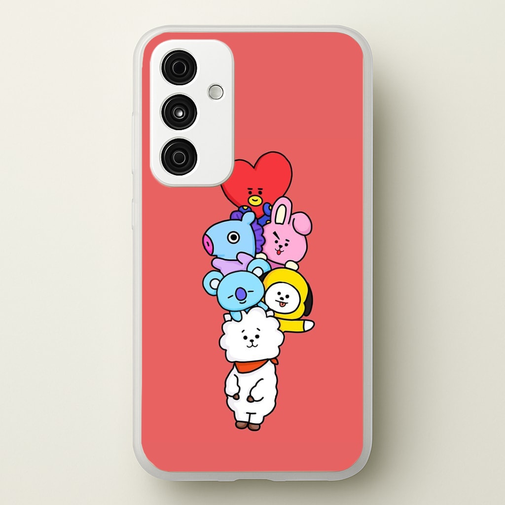 Red BT21 - RJ, Mang, Koya, Chimmy, Cooky, Shooky, Tata - K Pop Phone Case