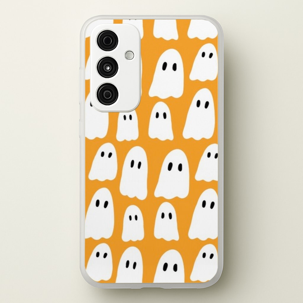 Orange Ghost Halloween Pattern Phone Case