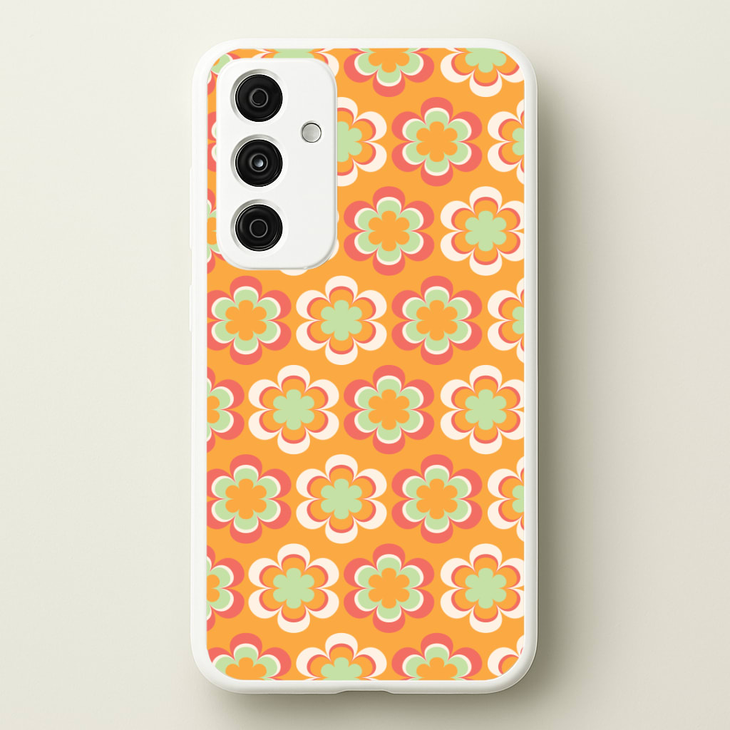 Orange Retro Flowers Pattern Phone Case
