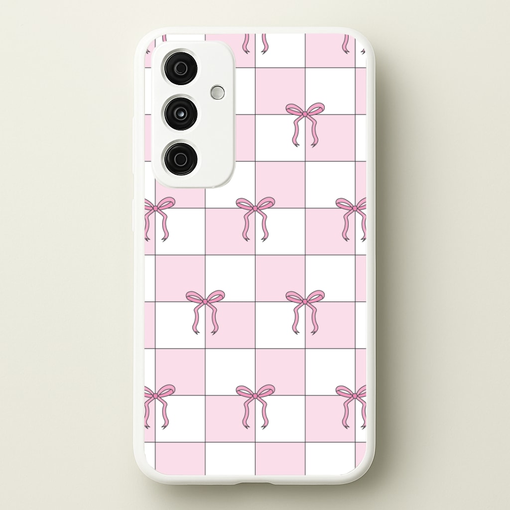 Checkered Pink Coquette Bows Phone Case