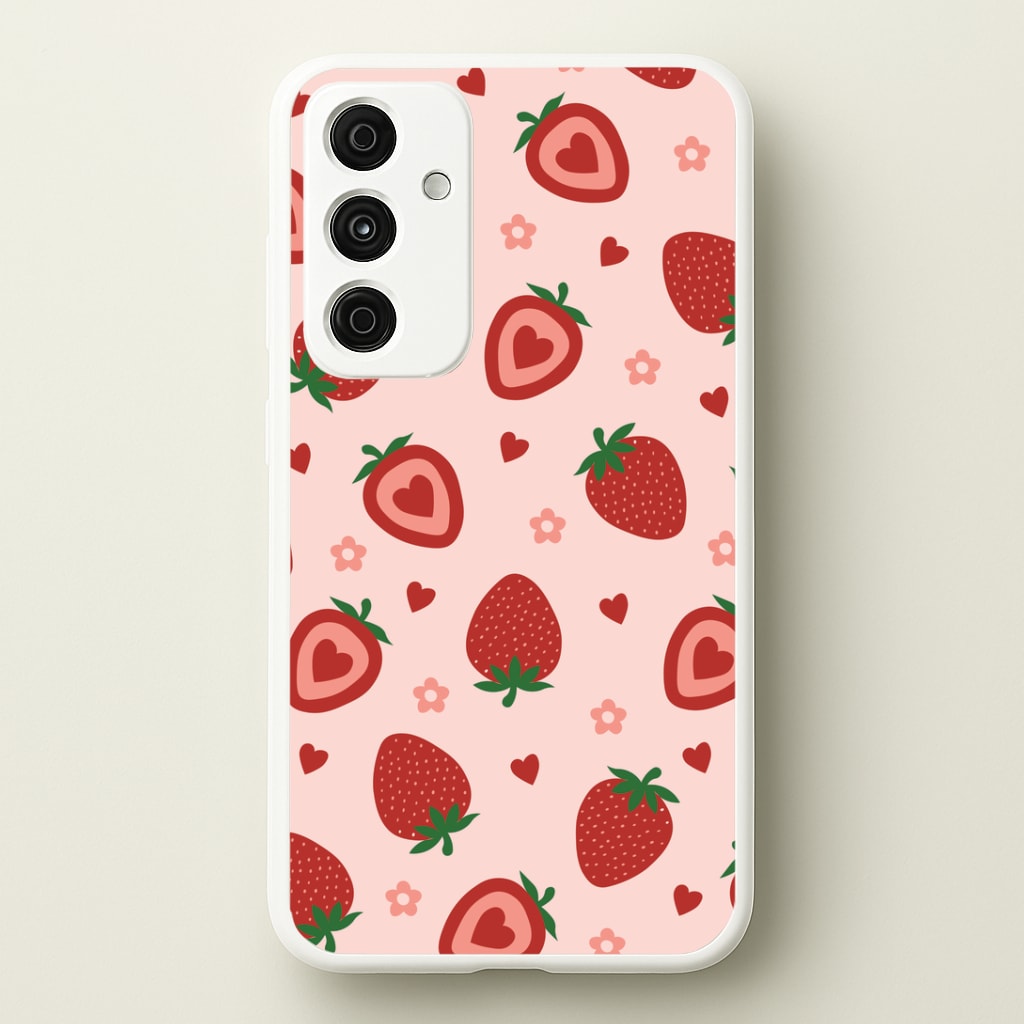 Strawberries And Hearts - Fruit Patterns Phone Case