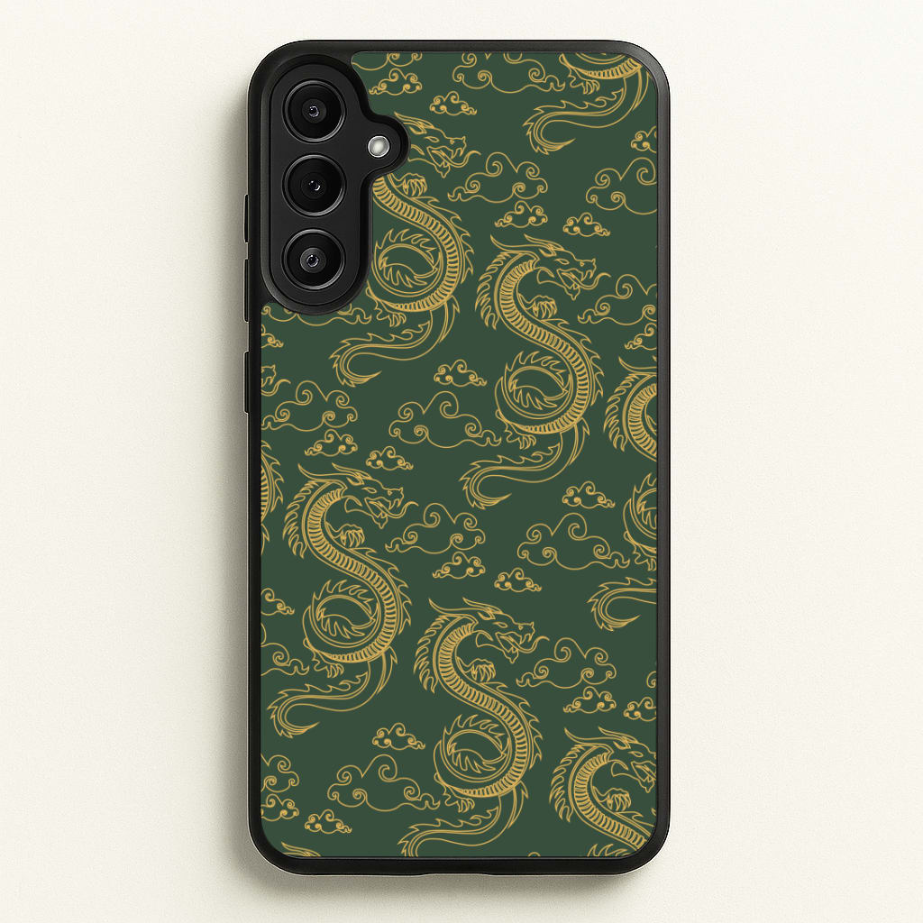 Green And Gold Dragon Pattern Phone Case