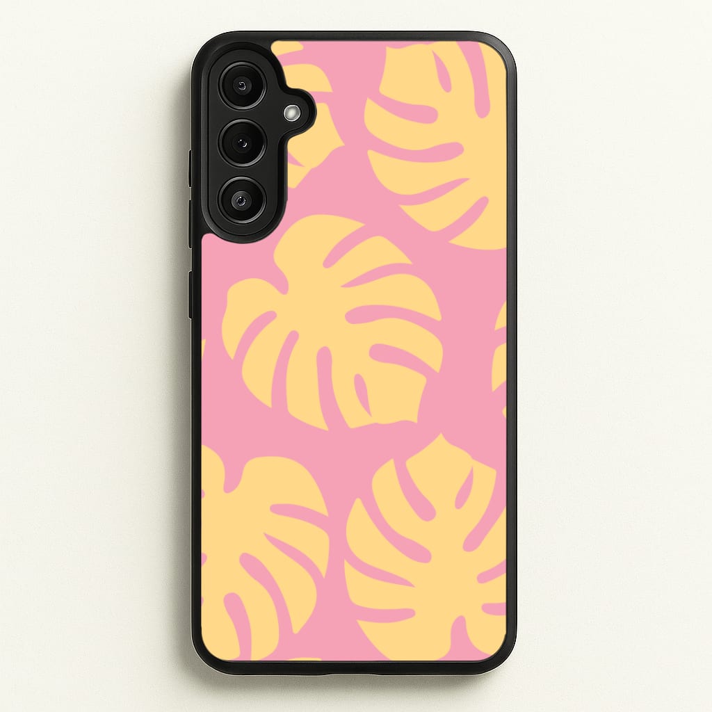 Pink And Yellow Summer Leaves Pattern Phone Case
