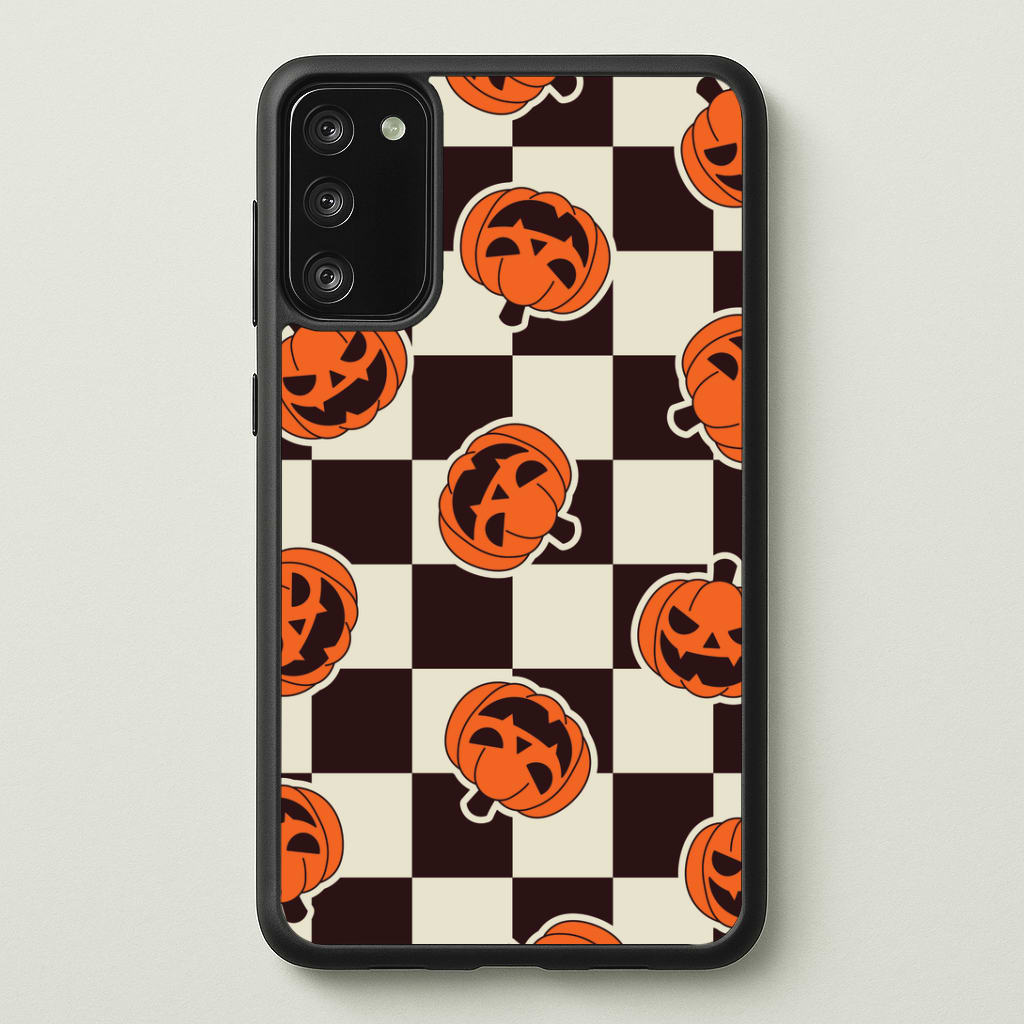 Pumpkin Stickers Checkered Pattern Phone Case